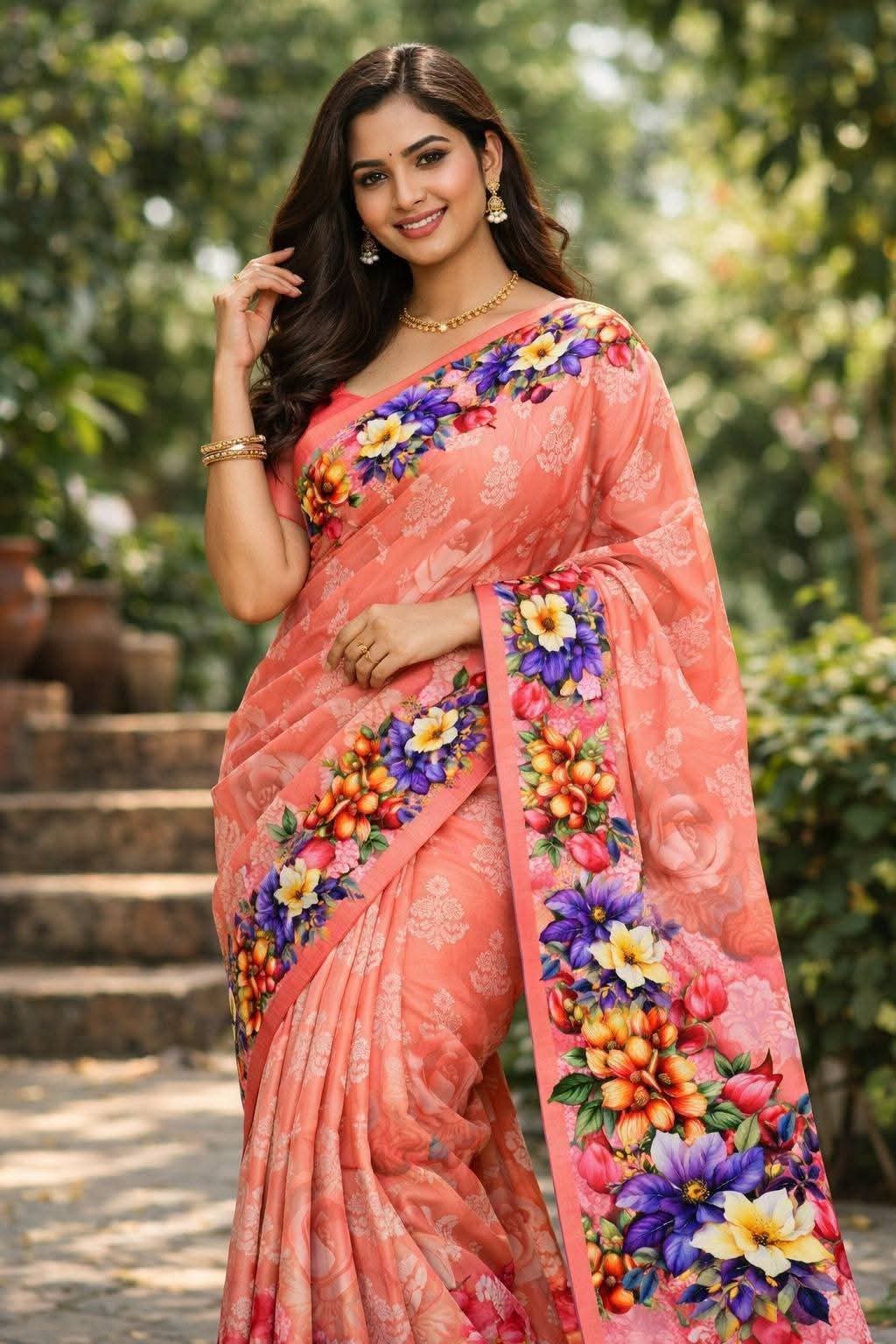 জামদানি লাল শাড়ি